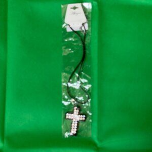 ALLEGRO Black Rhinestone Cross Pendant Necklace With Adjustable Cord